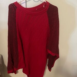 Charter Club Red and Black Poncho Sweater
